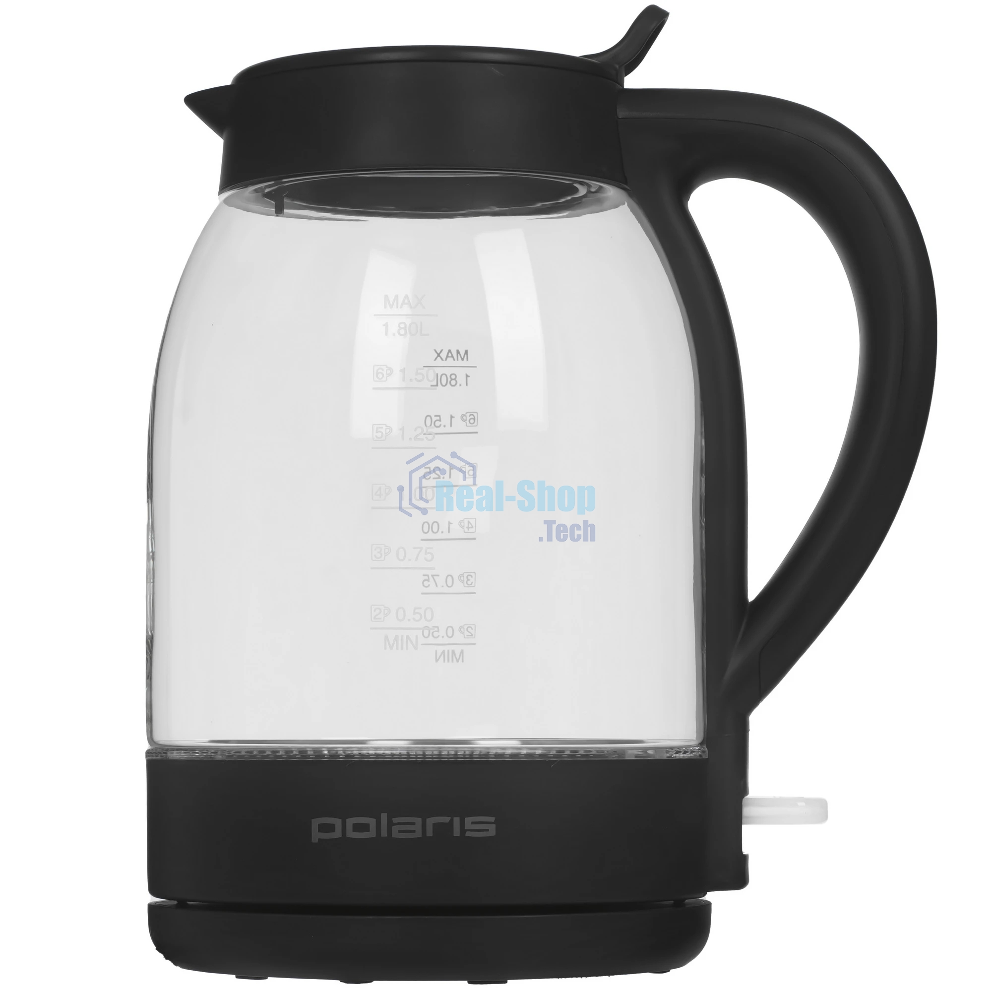 Чайник электрический Polaris PWK-1797-СGL, 2200вт, 1,8л, стекло, черный