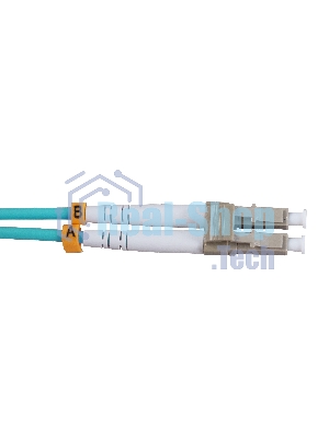 Патч-корд оптический Cabeus Tight Buffer FOP-50-LC-LC-3m Duplex LC/LC, OM3 50/125, LSZH, 3м, Ø 3мм, серый хвостовик, аква