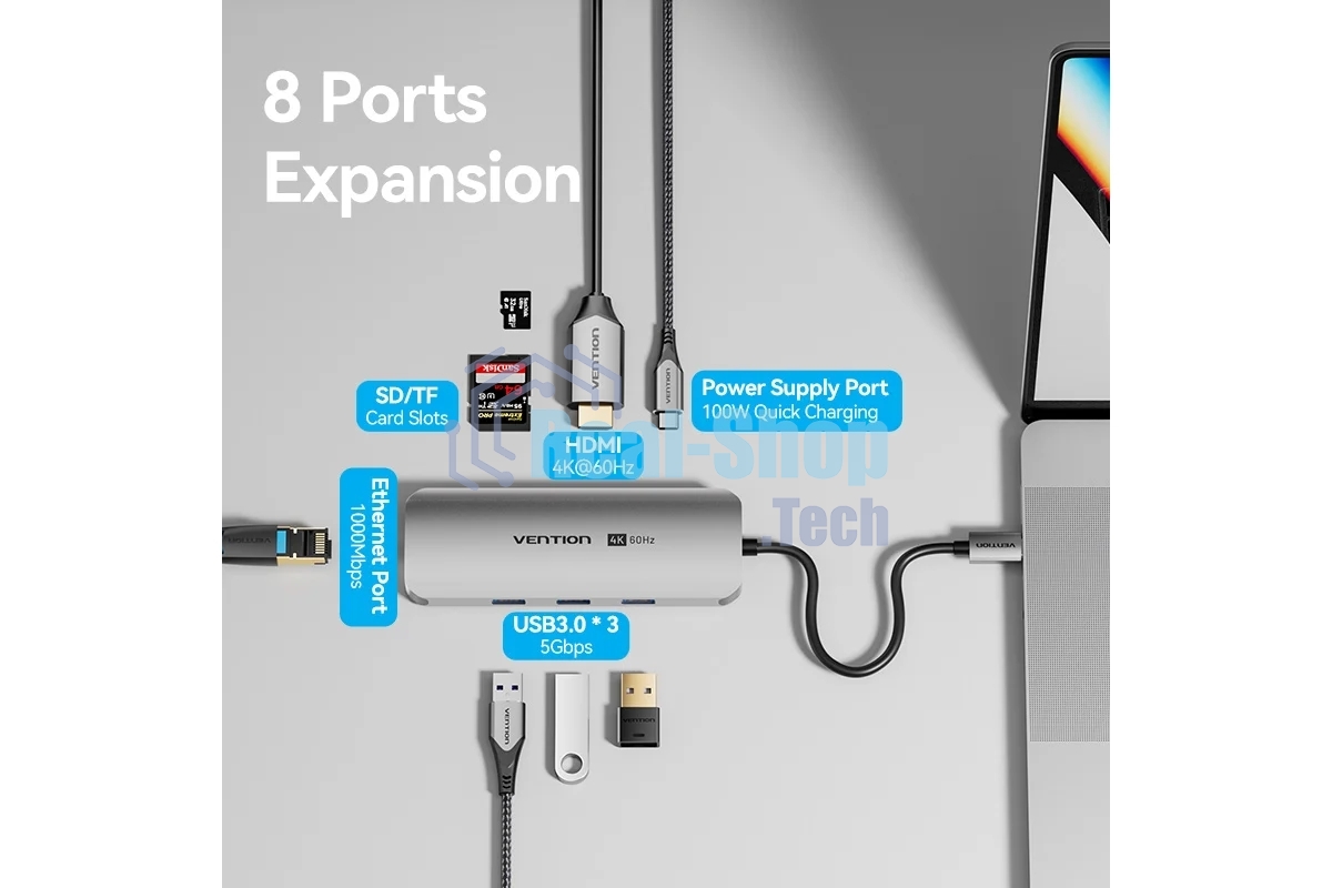 Мультифункциональный хаб Vention USB Type C 8 в 1