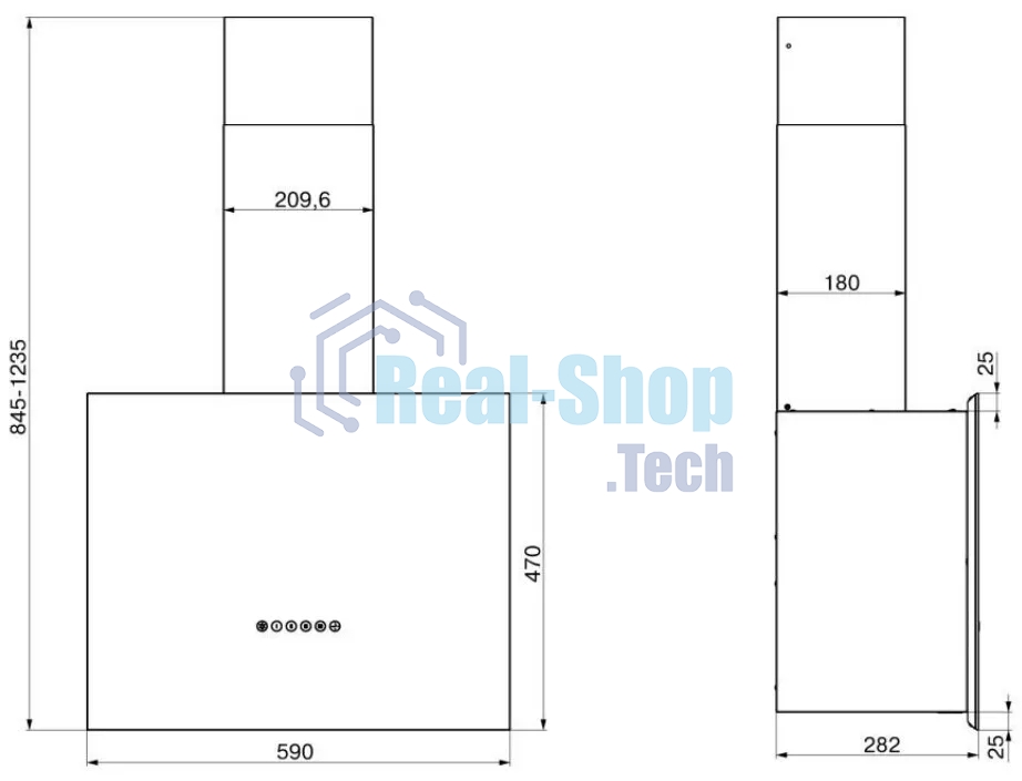 Вытяжка каминная Elikor Метеорит 60П-700-Э4Д белый, 60 см, 700 куб. м/ч, 52 дБ