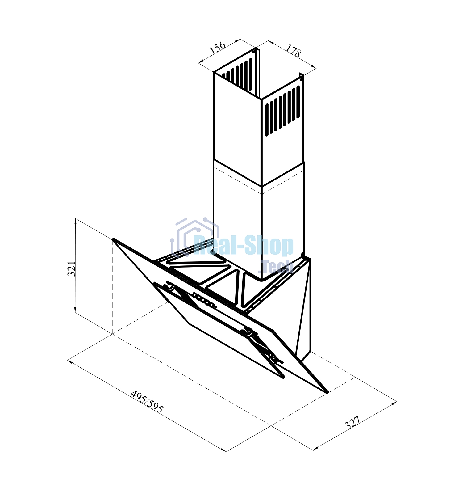 Вытяжка каминная LEX MIRA GS 600 белая, 59.5 см, 1000 куб. м/ч, 49 дБ