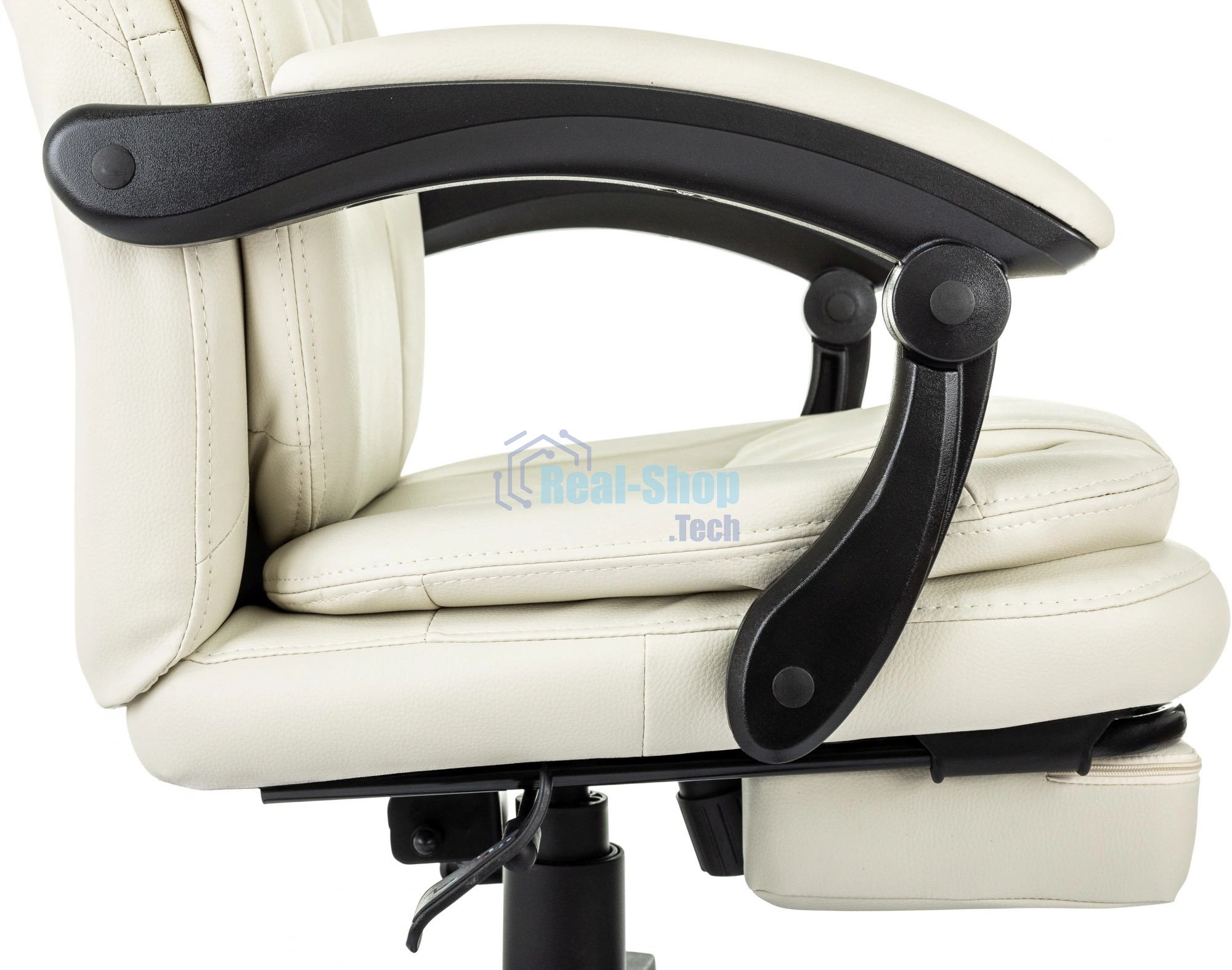 Кресло руководителя Бюрократ CH-868N-BF слоновая кость, эко.кожа, крестов. пластик, подст. для ног