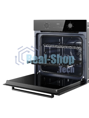 Духовой шкаф Kuppersberg HO 606 P Black, High-Tech, 78 л, поворотное управление, утапливаемые переключатели, дисплей, таймер, 6 режимов, макс. температура 310 градусов, телескопические направляющие (на 1 уровень), цвет черный, цвет фурнитуры черный