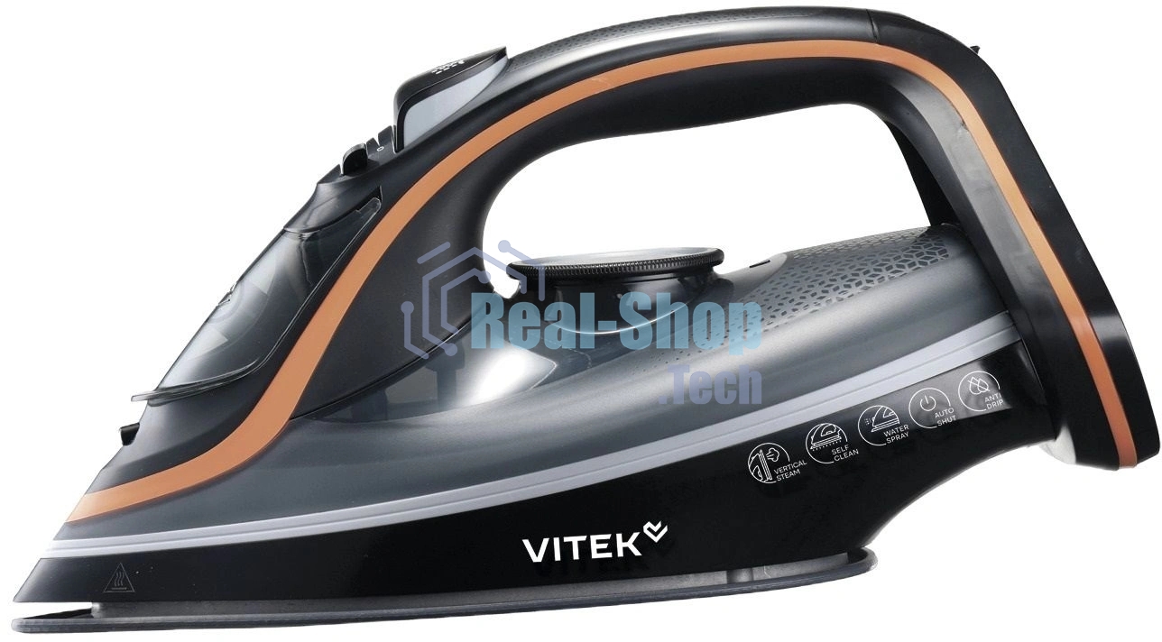 Утюг Vitek VT-IRN1205 черный/оранжевый, 3400 Вт, 23 г/мин, 150 г, 450 мл