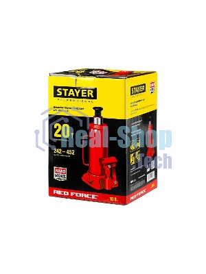 Домкрат STAYER 43160-20_z01 гидравлический бутылочный red force 20т 242-452мм