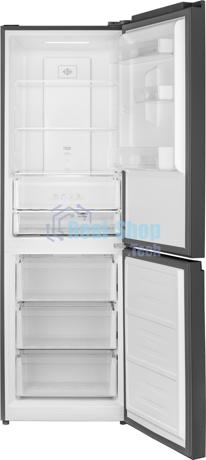 Холодильник Weissgauff WRK 185 Total NoFrost Inverter черный стекло двухкамерный 205/86л морозилка снизу