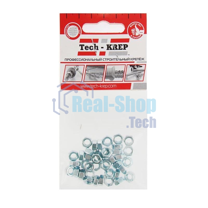 Гайка DIN934 шестигранная М5 оцинк. (уп.40шт) Tech-KREP 103024