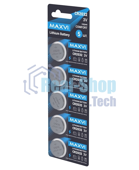 Литиевая батарейка Maxvi MB2032CF5, COMFORT, CR2032, 5 шт.