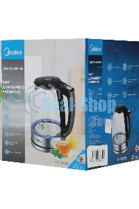 Чайник электрический Midea MK-8019, мощность 2200 Вт, объем 1.7 л, цифровой дисплей, регулировка температуры нагрева, 6 режимов нагрева, поддержание температуры, подсветка
