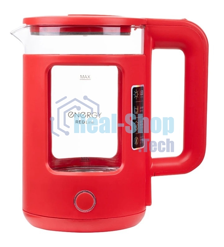 Чайник электрический Energy E-256 1500Вт, 1.5л стекло, красный