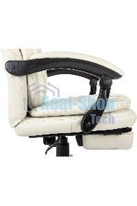 Кресло руководителя Бюрократ CH-868N-BF слоновая кость, эко.кожа, крестов. пластик, подст. для ног