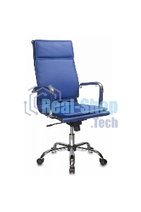 Кресло руководителя Бюрократ CH-993/blue синий, искусственная кожа, крестовина хромированная