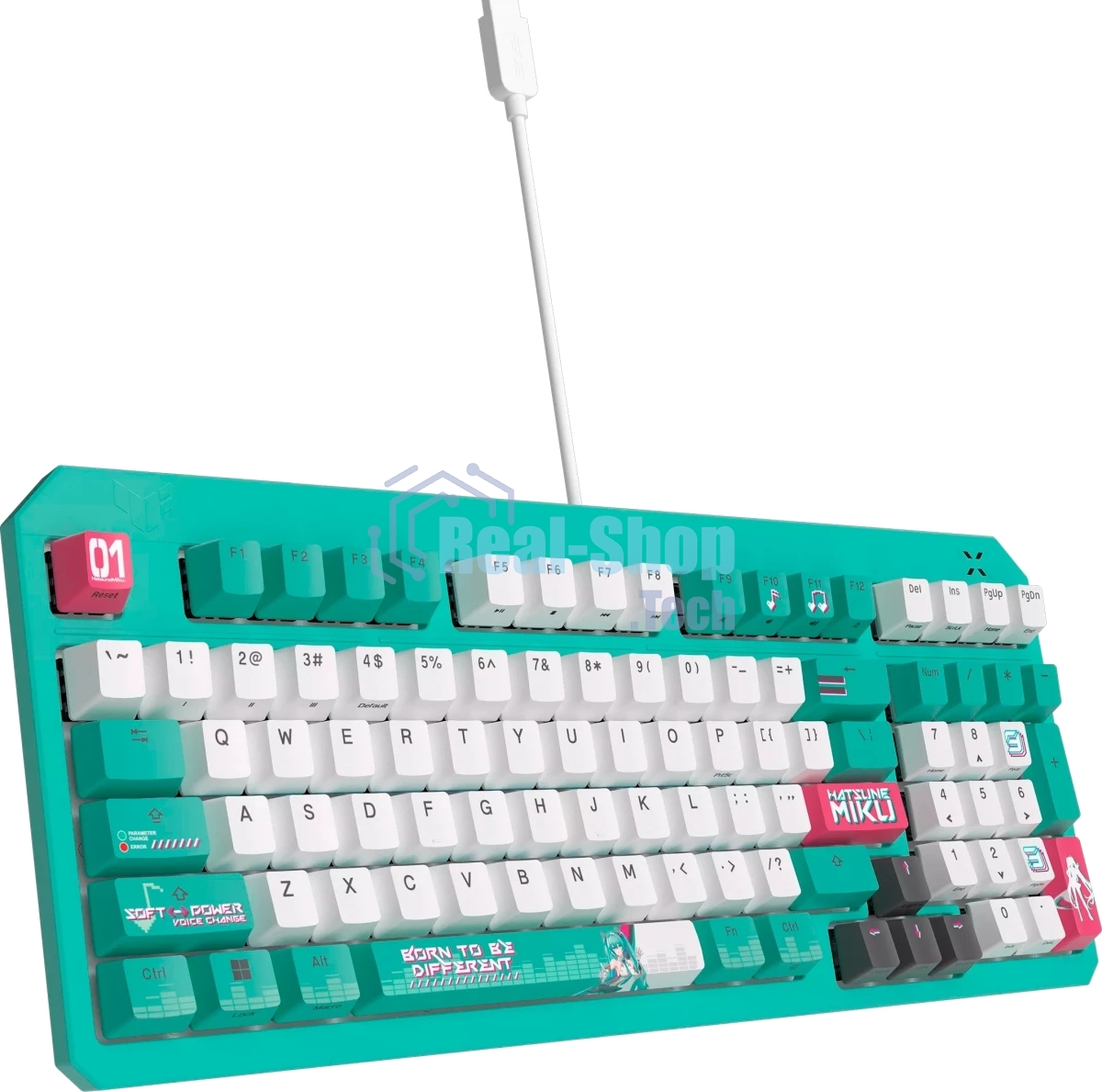Клавиатура ASUS TUF Gaming K3 Gen II MIKU Edition проводная, USB Type-A, голубой