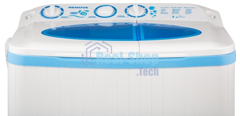 Стиральная машина Renova WS-70P/РЕТ белый/голубой, загрузка вертикальная 5.5 кг, 1350 об/мин, класс: D