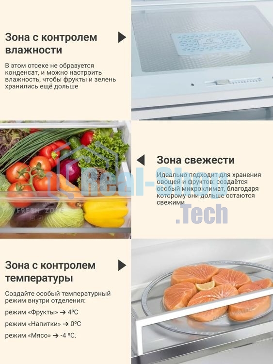 Холодильник Tesler RFD-427BI белый, глянцевый двухкамерный 250/142л морозилка сбоку, No Frost, Side by Side