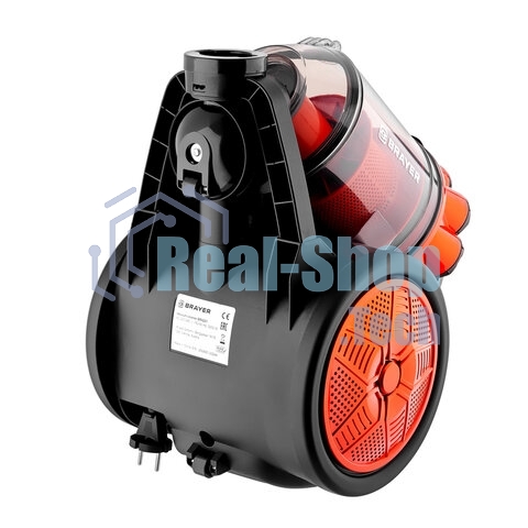 Пылесос BRAYER BR4201 черный/оранжевый, 400/2200 Вт, уборка сухая, пылесборник контейнер 3 л