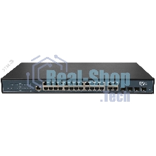 Коммутатор управляемый PoE 24 порта 10/100/1000 Мб/с, 4хSFP, 370 Вт RVi-1NSM24G-4C