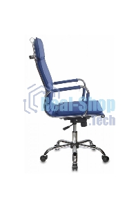 Кресло руководителя Бюрократ CH-993/blue синий, искусственная кожа, крестовина хромированная