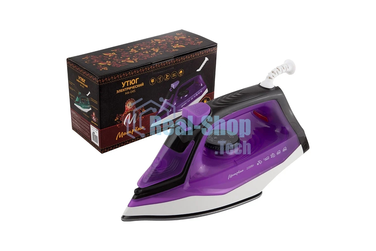 Утюг Матрена MA-045 фиолетовый (2200Вт, пар, спрей, пар.удар, самооч., тефлоновая подошва)