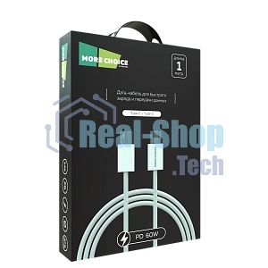 Кабель MORE CHOICE (4620202550361) K75a нейлон USB 3.0A PD 60W для Type-C Type-C 1м белый