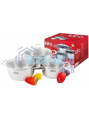 Набор посуды Lara LR02-81 Standart 6пр. LR02-81 Набор посуды Lara Standart (2.3 л + 4.5 л + 5.7 л) капсулированное индукционное дно, крышки