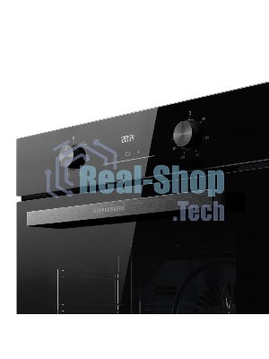 Духовой шкаф Kuppersberg HO 606 P Black, High-Tech, 78 л, поворотное управление, утапливаемые переключатели, дисплей, таймер, 6 режимов, макс. температура 310 градусов, телескопические направляющие (на 1 уровень), цвет черный, цвет фурнитуры черный