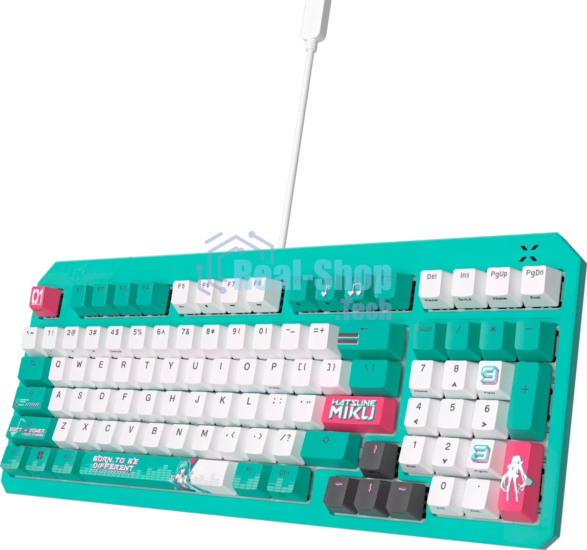 Клавиатура ASUS TUF Gaming K3 Gen II MIKU Edition проводная, USB Type-A, голубой