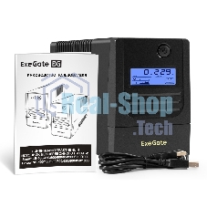 Источник бесперебойного питания ExeGate Smart LB-650.LCD.AVR.2SH.USB / 650 ВА / 390 Вт / 2 x CEE 7 (евророзетка)