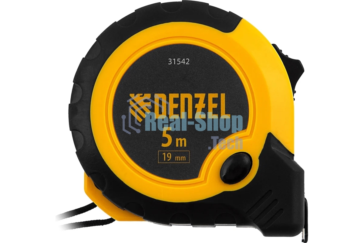 Рулетка 5м х 19мм, двухкомп. корпус, кнопка-пауза Denzel