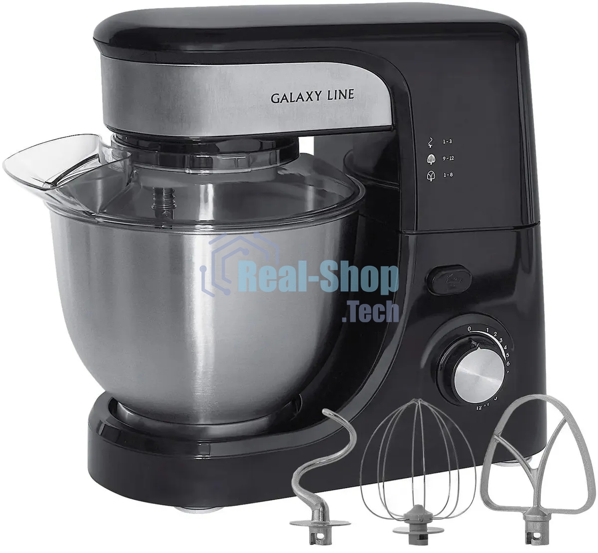 Миксер Galaxy Line GL 2231, черный, планетарный, 700 Вт, 12 скоростей