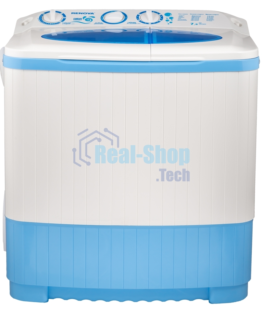 Стиральная машина Renova WS-70P/РЕТ белый/голубой, загрузка вертикальная 5.5 кг, 1350 об/мин, класс: D