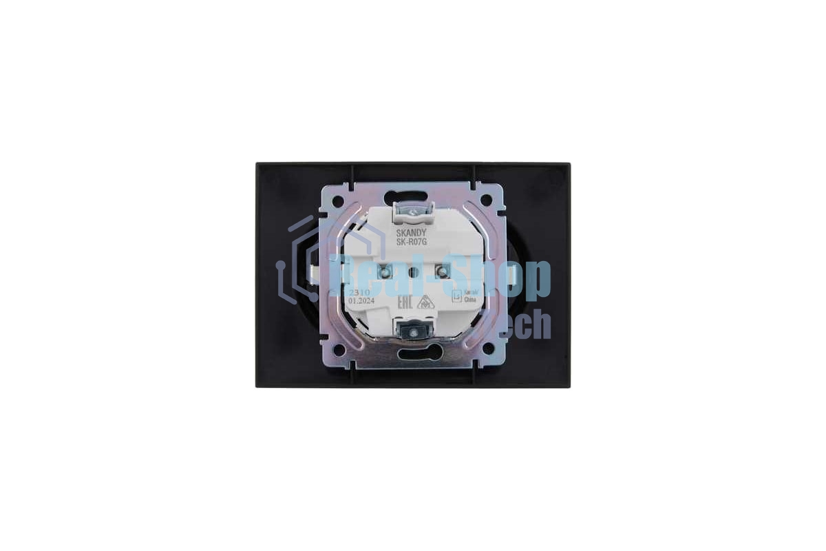 Розетка 2-м IEK SKANDY SK-R07G графит SK-R24-16-K53-F 16А с заземл. защ. штроки в сборе