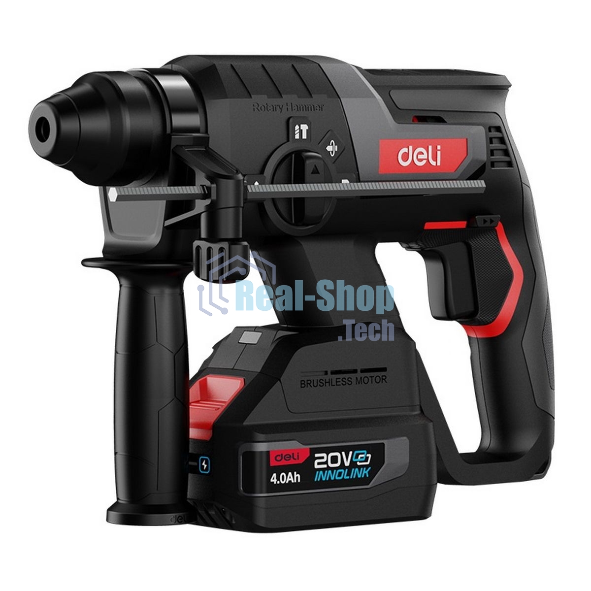 Перфоратор аккумуляторный Deli DE-DC20-2D4 (2 АКБ*4А·ч + ЗУ, 20V, SDS PLUS, 2Дж, 4750уд/мин, 1350об/мин, кейс)