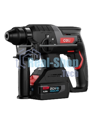 Перфоратор аккумуляторный Deli DE-DC20-2D4 (2 АКБ*4А·ч + ЗУ, 20V, SDS PLUS, 2Дж, 4750уд/мин, 1350об/мин, кейс)