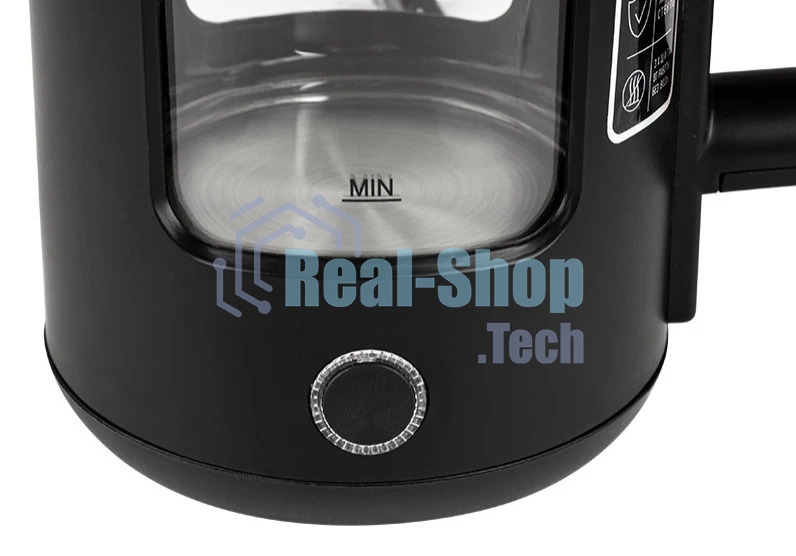 Чайник электрический Energy E-256, 1500Вт, 1,5л, стекло, черный