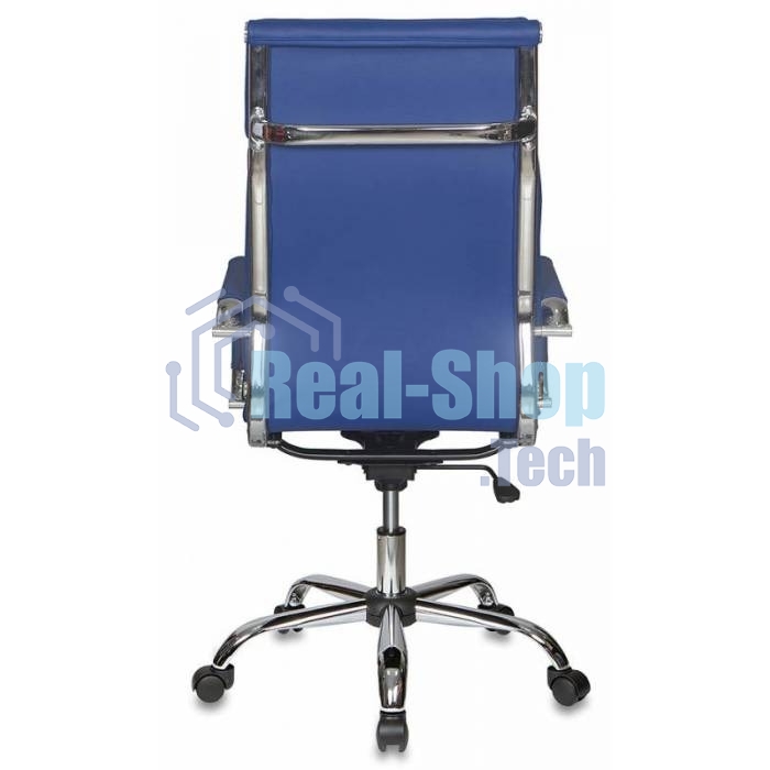 Кресло руководителя Бюрократ CH-993/blue синий, искусственная кожа, крестовина хромированная