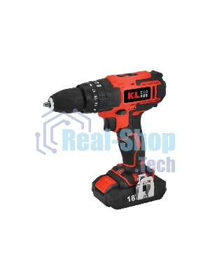 Шуруповерт ударный аккумуляторный KLECO KE18DM-15 (18В, Li-ion-1шт, 1,5 А·ч, 30Нм, З/У, биты 32шт, сверла 9шт дерево/металл)