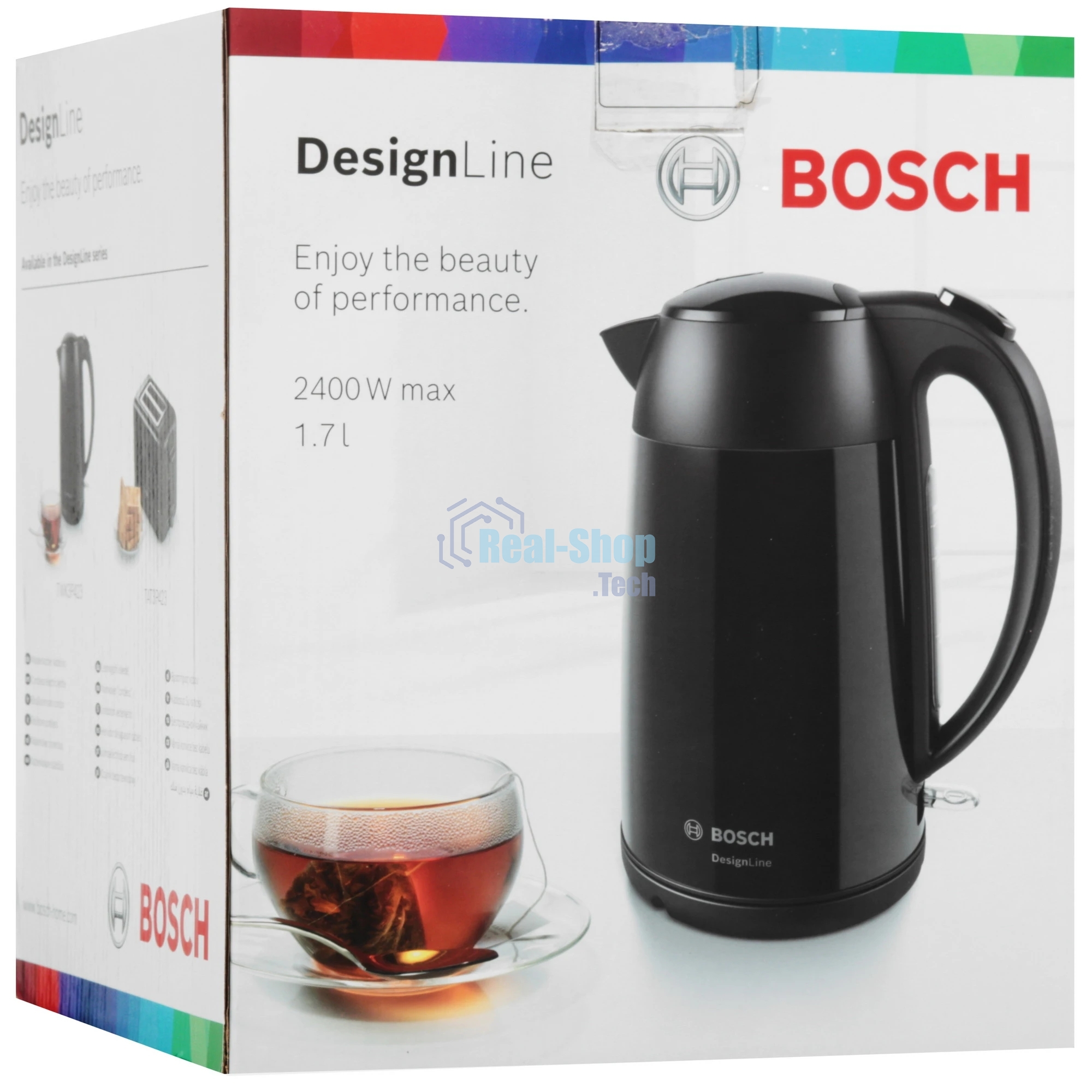 Чайник электрический Bosch TWK3P423 1.7 л, 2400 Вт, черный (корпус: нержавеющая сталь)