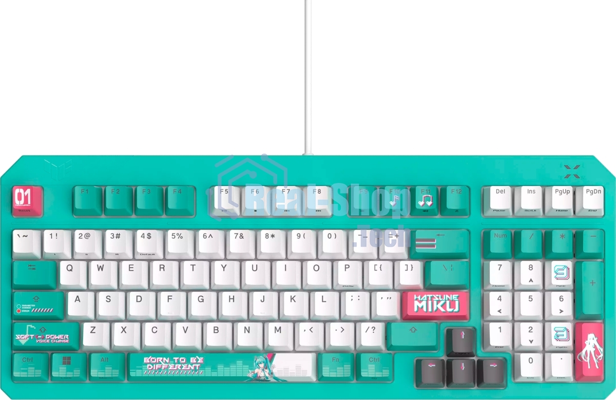 Клавиатура ASUS TUF Gaming K3 Gen II MIKU Edition проводная, USB Type-A, голубой