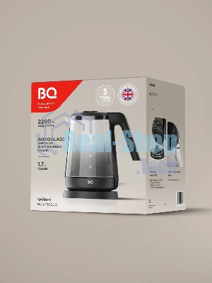 Электрочайник BQ KT1000G черный, 1.7 л, 2200 Вт, скрытый нагревательный элемент