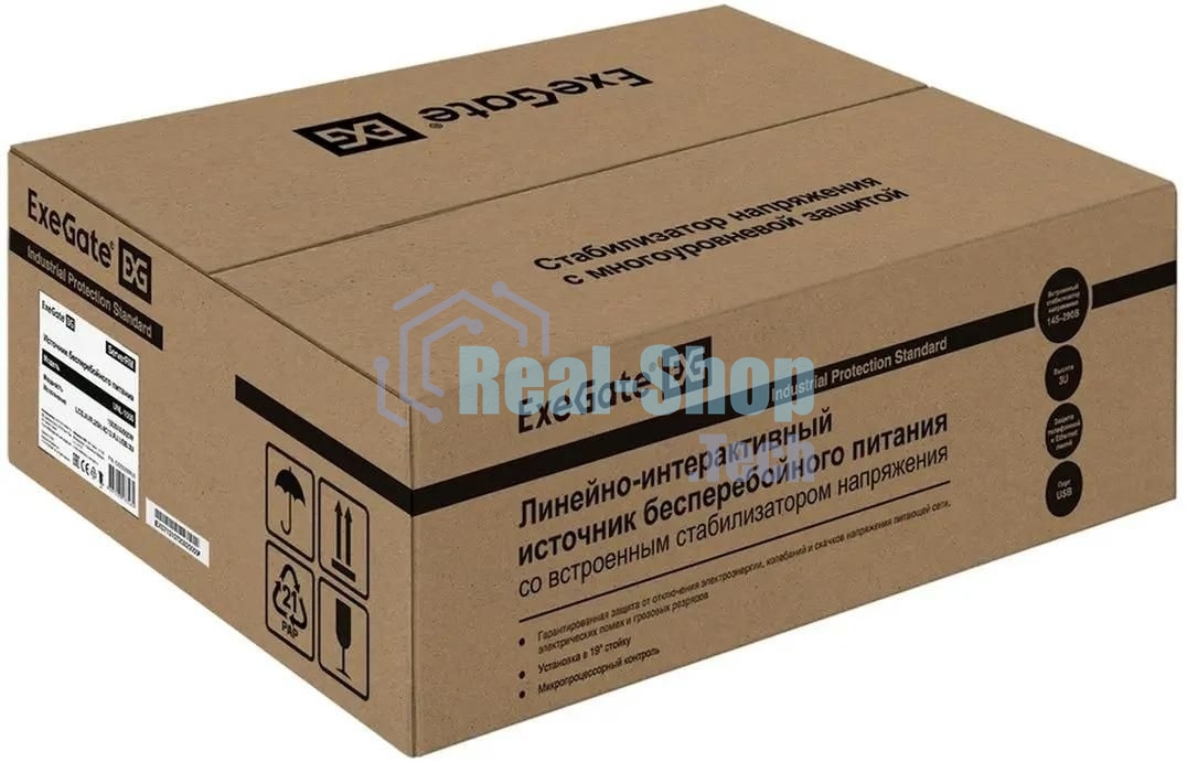 Источник бесперебойного питания ExeGate ServerRM UNL-1500.LCD.AVR.2SH.4C13.RJ.USB.3U / 1500 ВА / 900 Вт / 4 x IEC 320 C13, 2 x CEE 7 (евророзетка)