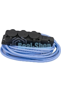 Удлинитель морозостойкий Gembird PC-3GF-R-10(IP) черный/синий, 10 м, 3 розетки, 3500 Вт