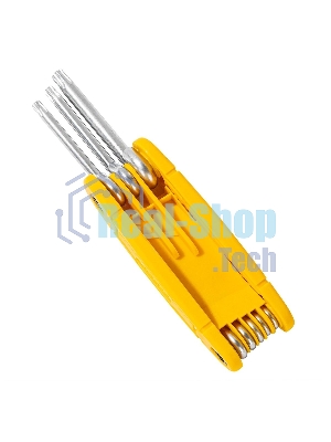Набор складных шестигранных ключей TORX Deli DL234308 размеры T9,T10,T15,T20,T25,T27,T30,T40, пластиковый держатель