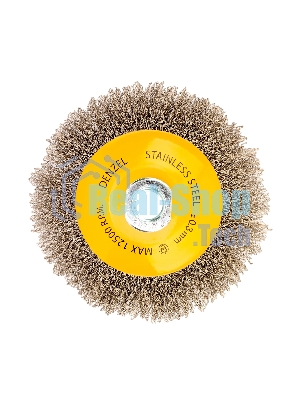 Щетка для УШМ Denzel 125 мм, М14, тарелка, витая нержавеющая проволока 0,3 мм