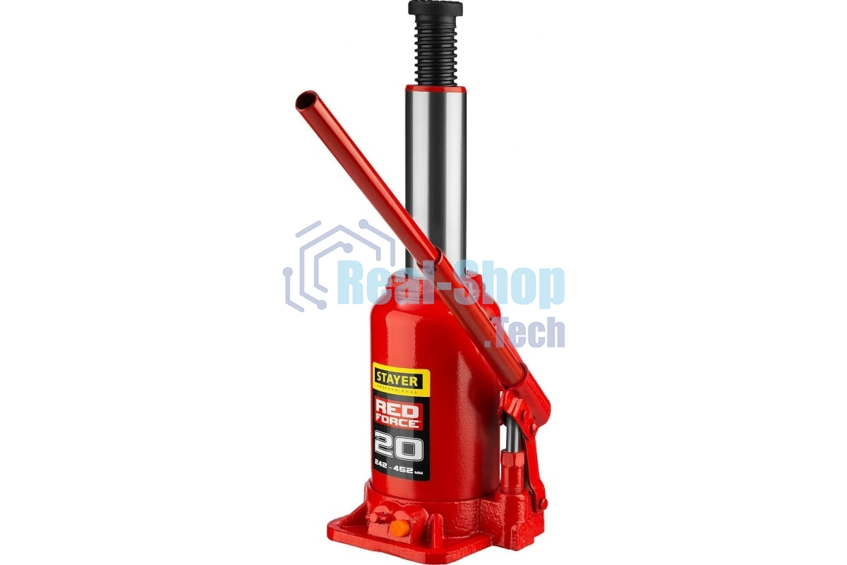 Домкрат STAYER 43160-20_z01 гидравлический бутылочный red force 20т 242-452мм