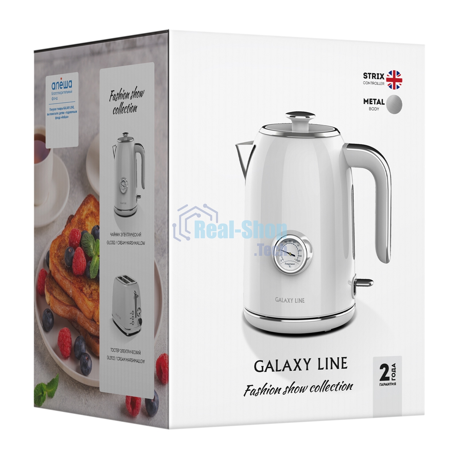 Чайник электрический Galaxy Line GL 0352, сливочный зефир, металл, 2200 Вт, 1,7 л