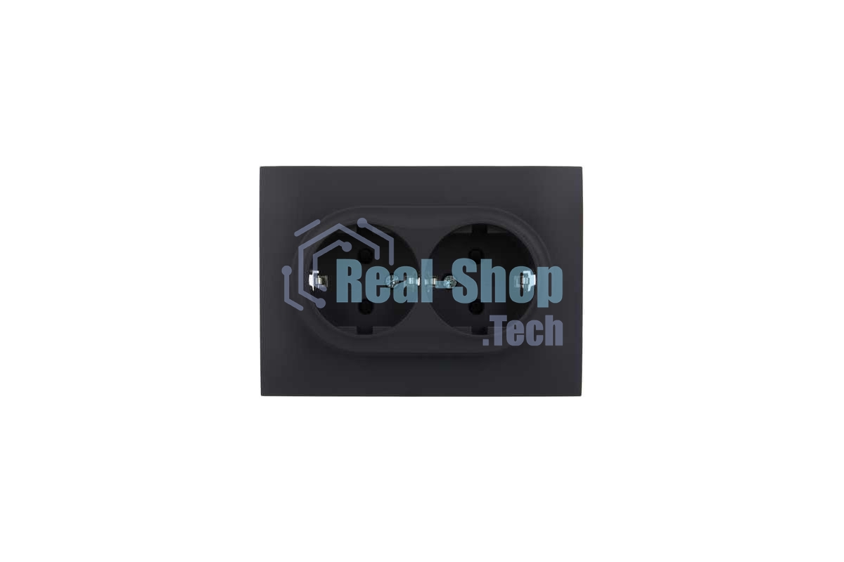 Розетка 2-м IEK SKANDY SK-R07G графит SK-R24-16-K53-F 16А с заземл. защ. штроки в сборе