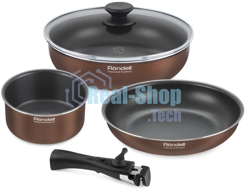 Набор посуды 5 предм. (сковорода24х5 см, сотейник с/кр 26х7,3 см, ковш 16х8 см, съемная ручка)