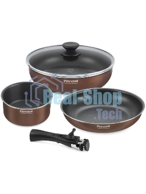 Набор посуды 5 предм. (сковорода24х5 см, сотейник с/кр 26х7,3 см, ковш 16х8 см, съемная ручка)