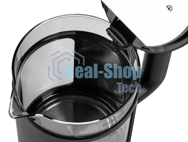 Чайник электрический Energy E-256, 1500Вт, 1,5л, стекло, черный